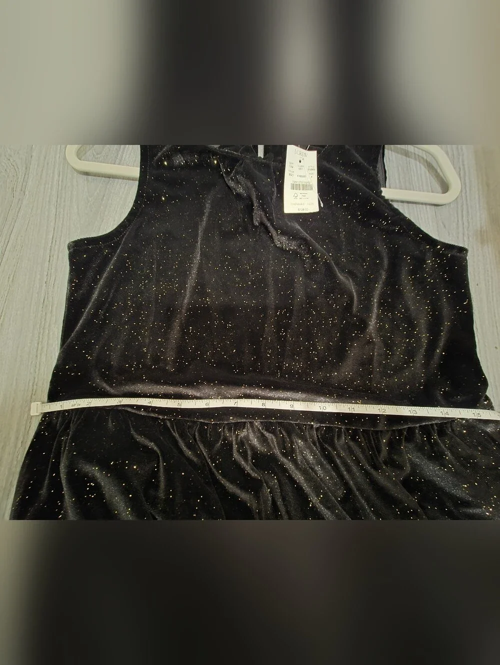 NWT J. Crew Tiered Velvet Midi Dress Women SZ4 Black Shimmer Ruffle Neck BV968